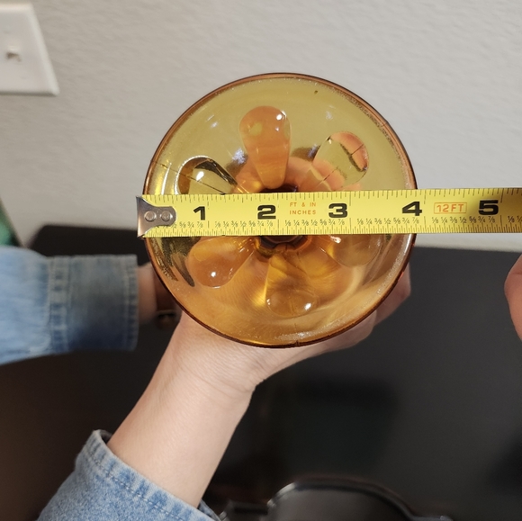 Vintage Viking Swung Glass Amber Pedestal Vase - Picture 9 of 9